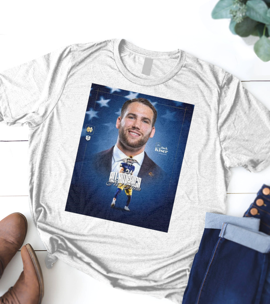 Notre Dame Football CSC Academic All-America First Team Jack Kiser Linebacker 24 Star Background T-Shirt