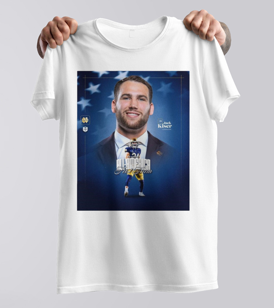 Notre Dame Football CSC Academic All-America First Team Jack Kiser Linebacker 24 Star Background T-Shirt