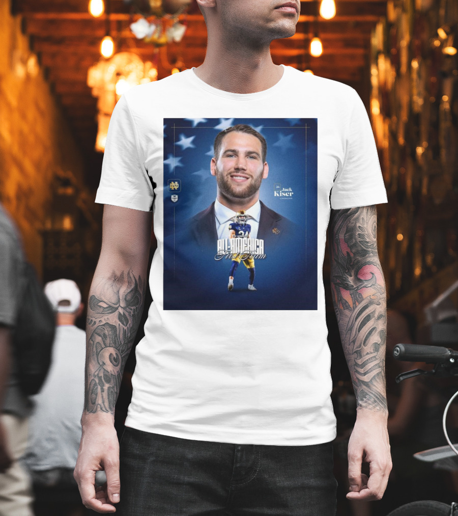 Notre Dame Football CSC Academic All-America First Team Jack Kiser Linebacker 24 Star Background T-Shirt