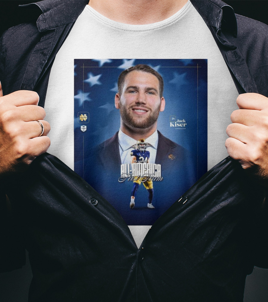 Notre Dame Football CSC Academic All-America First Team Jack Kiser Linebacker 24 Star Background T-Shirt