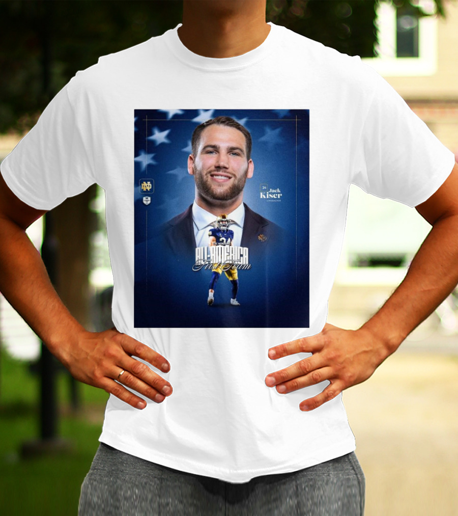 Notre Dame Football CSC Academic All-America First Team Jack Kiser Linebacker 24 Star Background T-Shirt