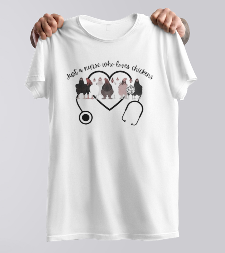 Nurse Who Loves Chickens With Heart And Stethoscope T-Shirt