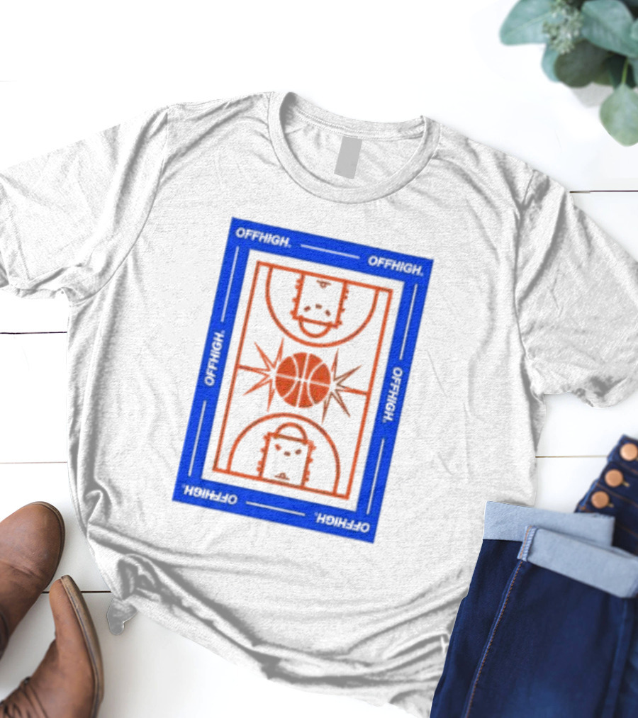 Offhigh Home White Basketball Court Blueprint T-Shirt