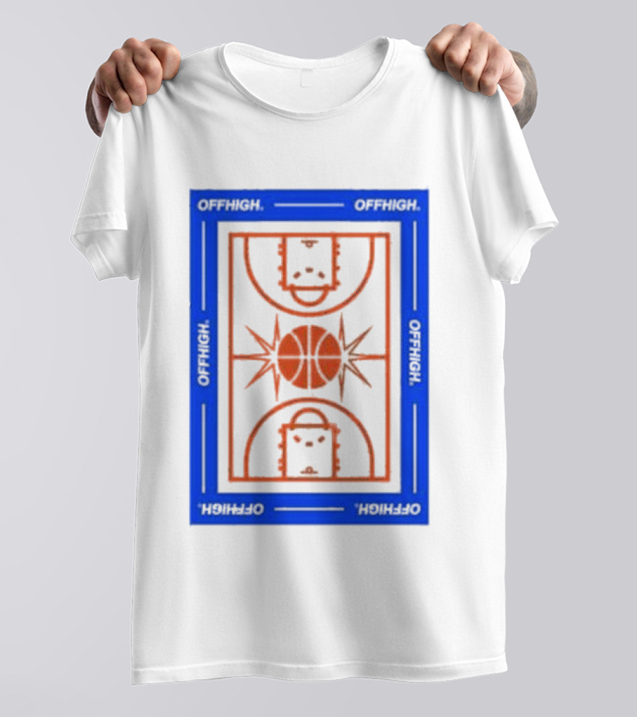 Offhigh Home White Basketball Court Blueprint T-Shirt