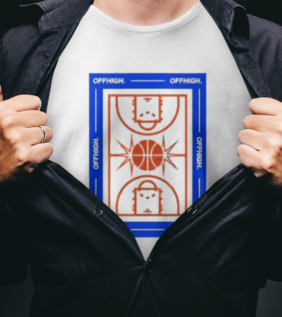 Offhigh Home White Basketball Court Blueprint T-Shirt