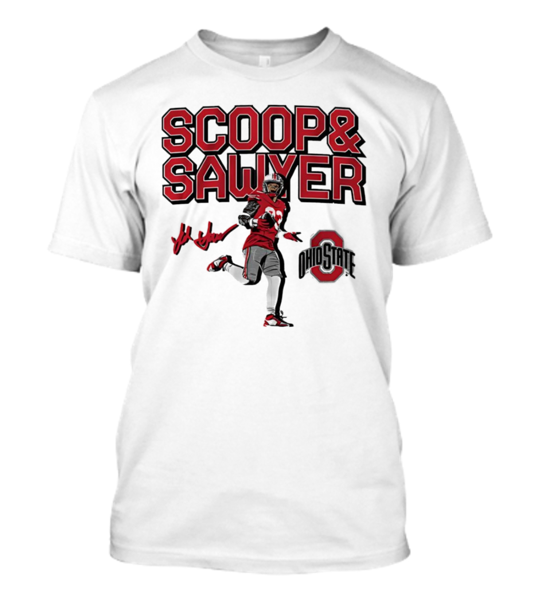 Ohio State Scoop And Sawyer Jack Sawyer Signature Buckeyes Football T-Shirt