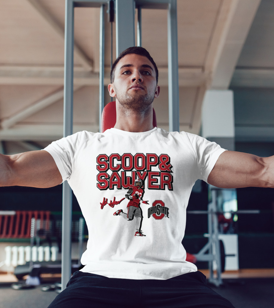 Ohio State Scoop And Sawyer Jack Sawyer Signature Buckeyes Football T-Shirt