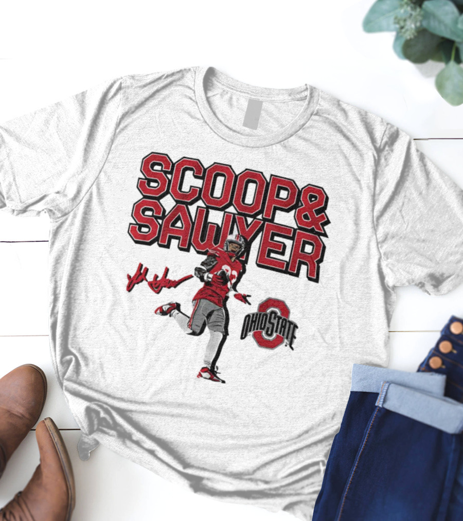 Ohio State Scoop And Sawyer Jack Sawyer Signature Buckeyes Football T-Shirt