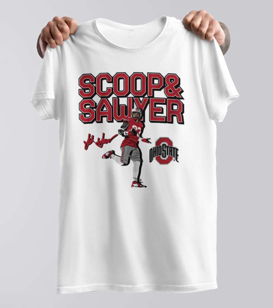 Ohio State Scoop And Sawyer Jack Sawyer Signature Buckeyes Football T-Shirt