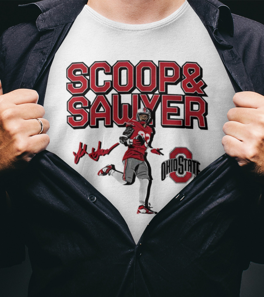 Ohio State Scoop And Sawyer Jack Sawyer Signature Buckeyes Football T-Shirt