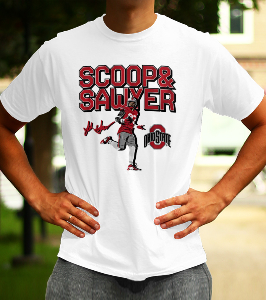 Ohio State Scoop And Sawyer Jack Sawyer Signature Buckeyes Football T-Shirt