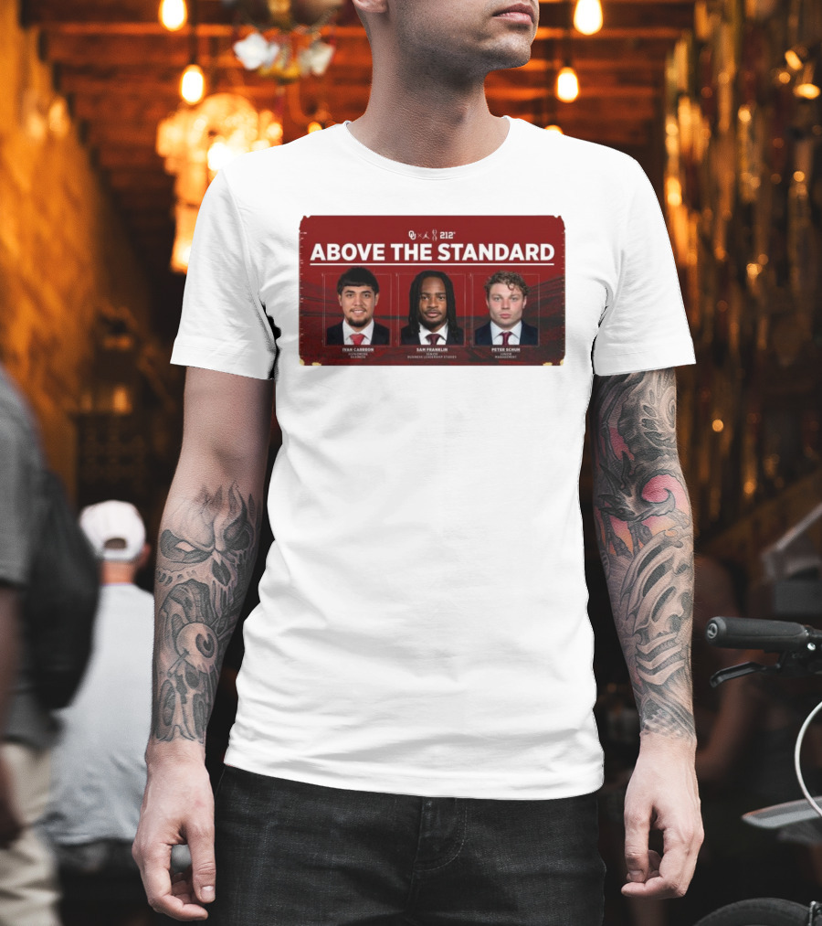 OU 212° Above The Standard Ivan Carreon Sam Franklin Peter Schuh Football T-Shirt
