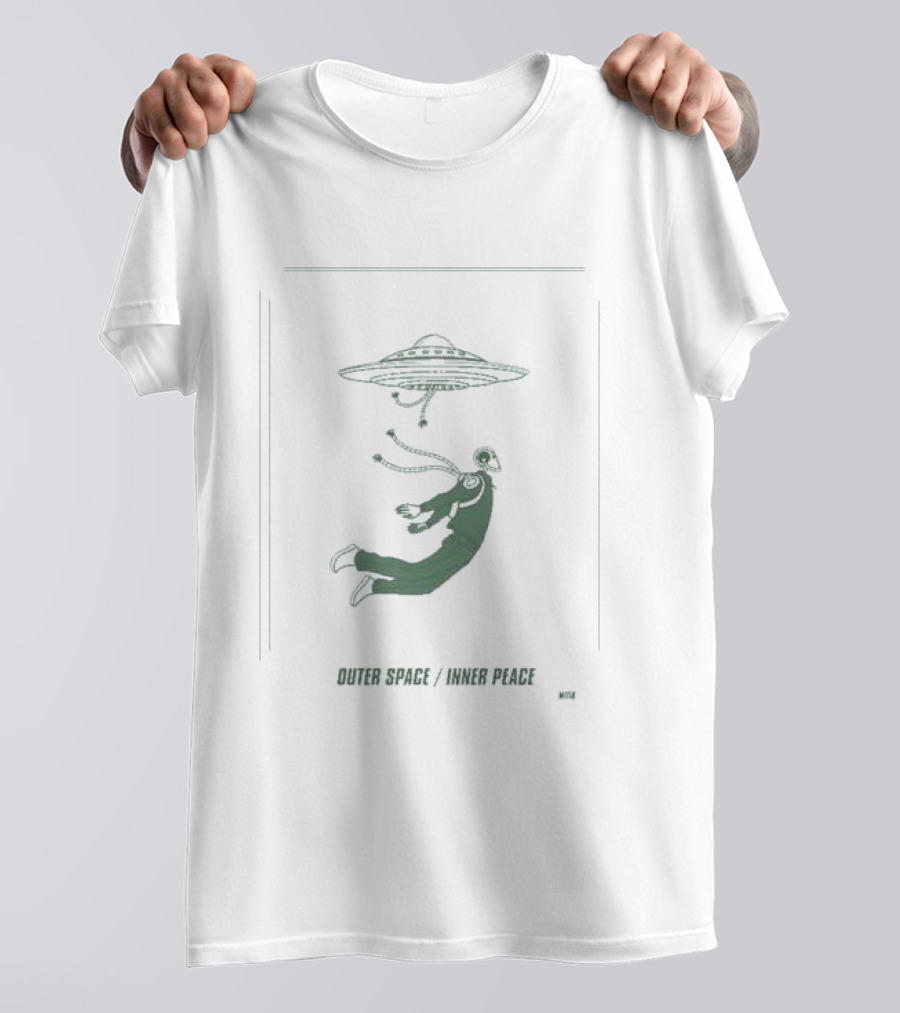 Outer Space Inner Peace UFO Meditation Floating Human T-Shirt