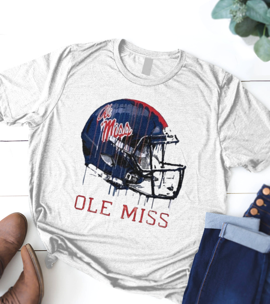 Ole Miss Dripping Football Helmet T-Shirt