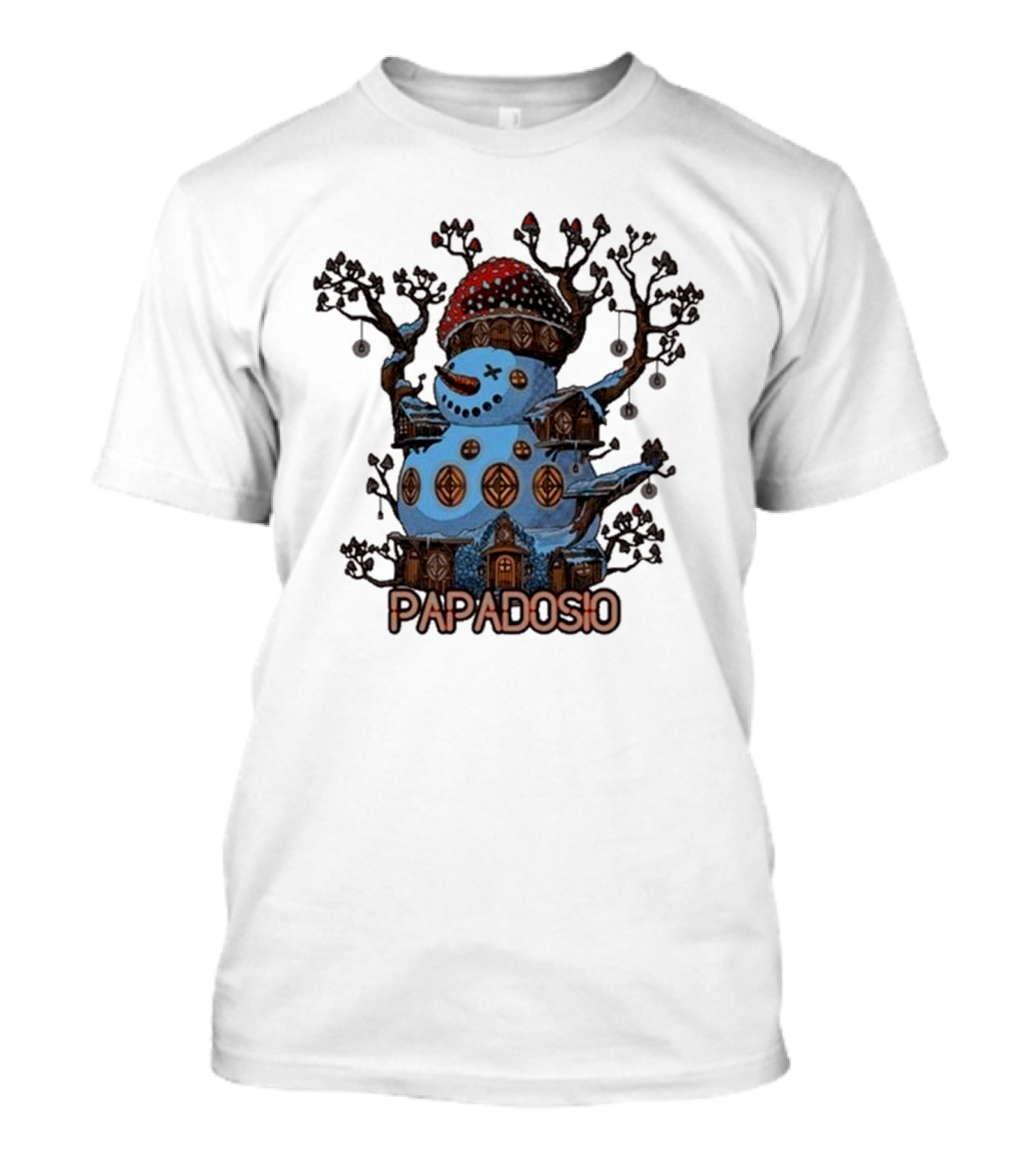 Papadosio Crimbus Snowman With Red Hat And Light Symbols T-Shirt