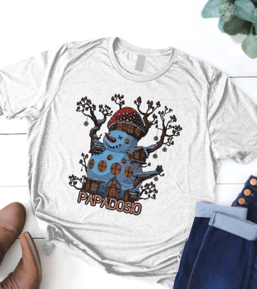Papadosio Crimbus Snowman With Red Hat And Light Symbols T-Shirt