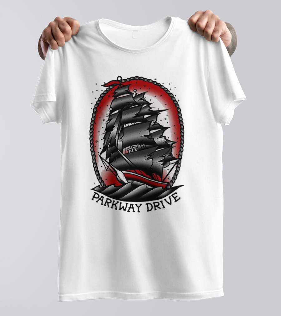 Parkway Drive Home Is For The Heartless Ship Ocean Tattoo Art Style T-Shirt