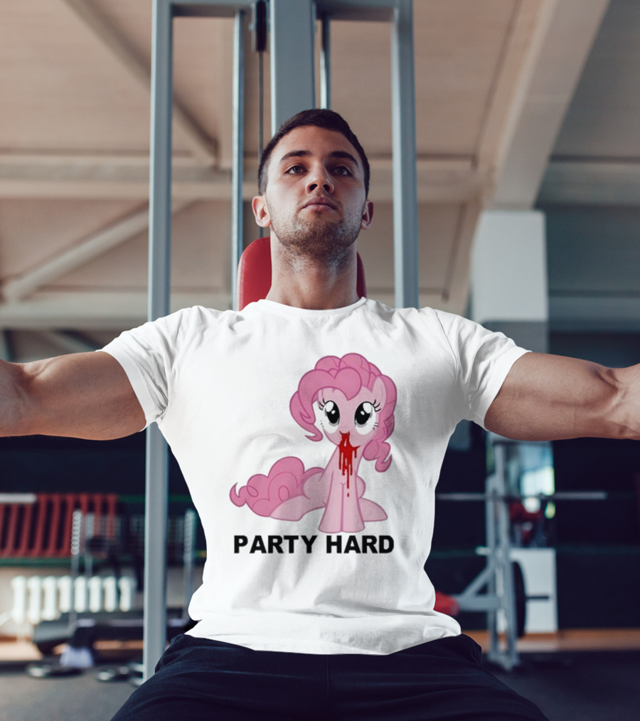 Party Hard Pony Creepy Pink Character Emo Aesthetic T-Shirt