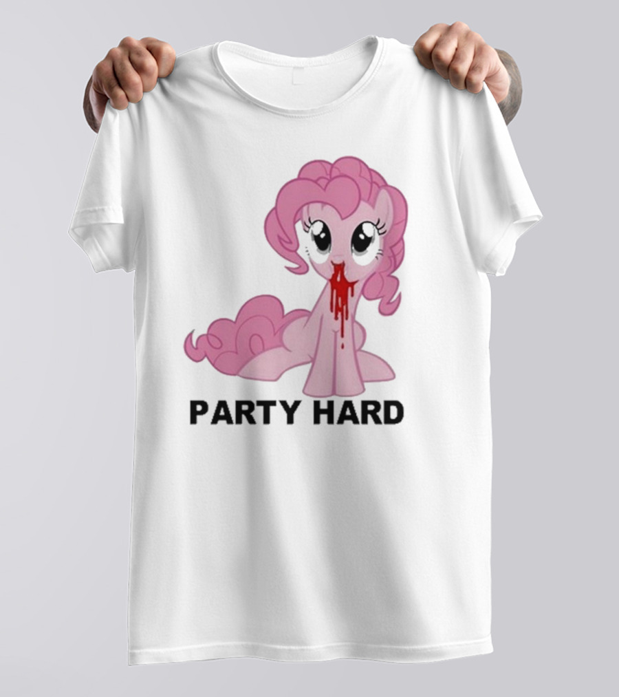 Party Hard Pony Creepy Pink Character Emo Aesthetic T-Shirt