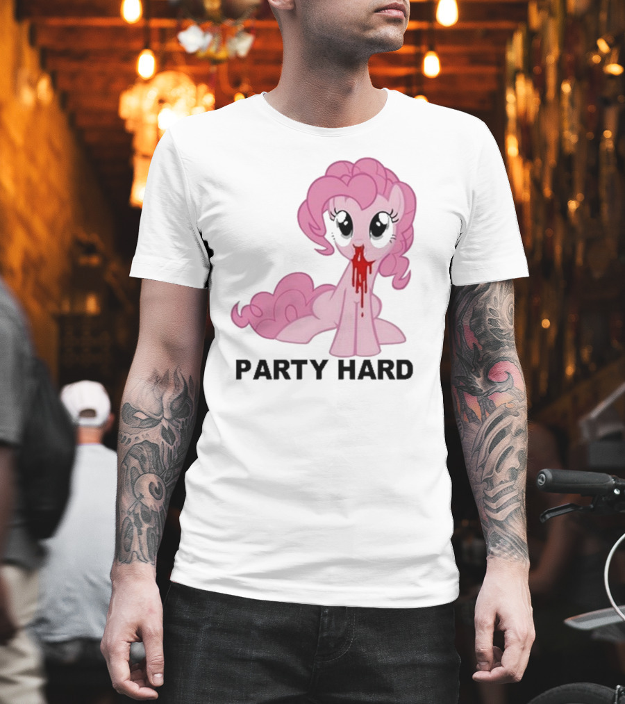 Party Hard Pony Creepy Pink Character Emo Aesthetic T-Shirt