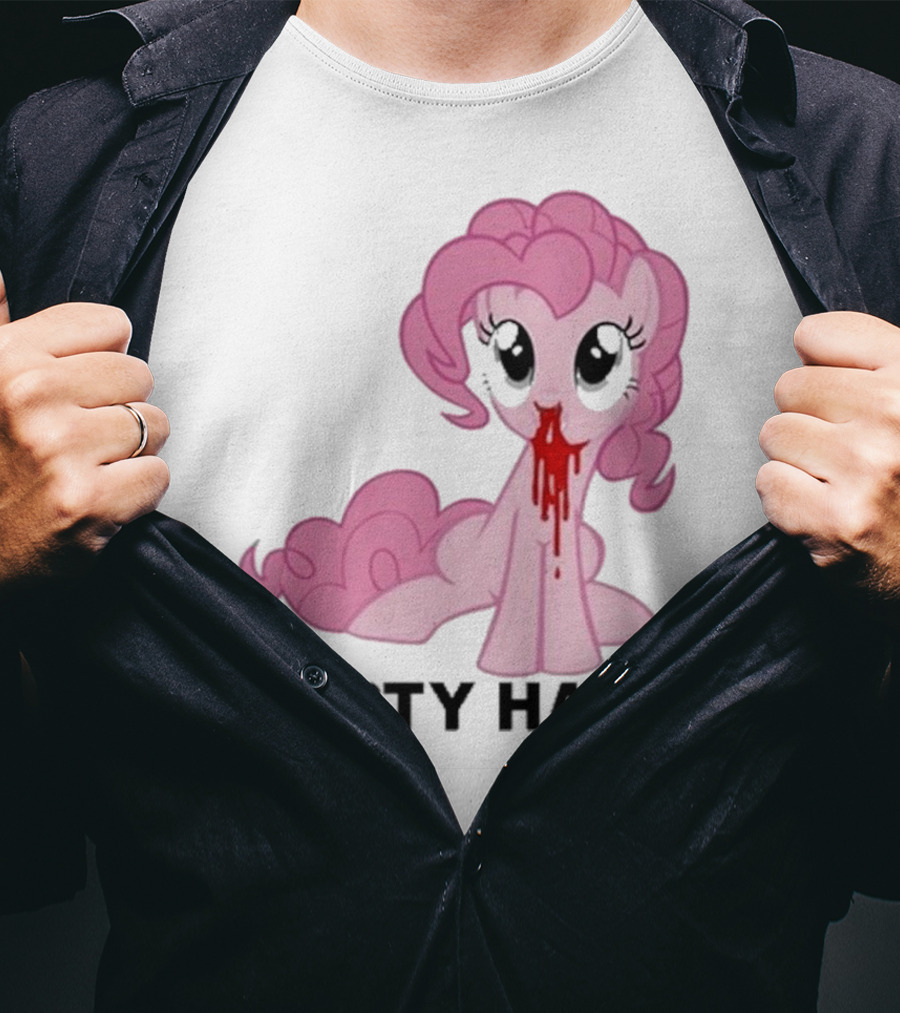 Party Hard Pony Creepy Pink Character Emo Aesthetic T-Shirt