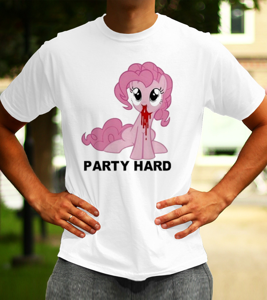 Party Hard Pony Creepy Pink Character Emo Aesthetic T-Shirt