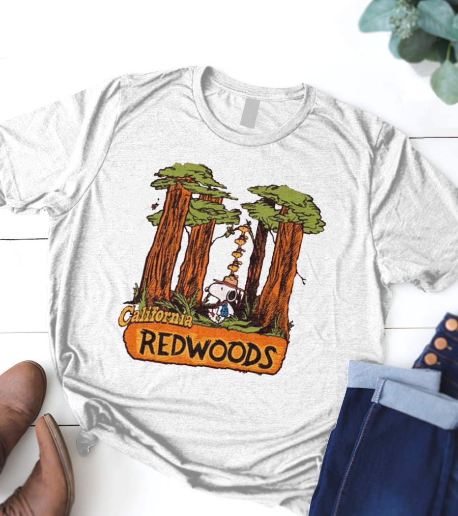 California Redwoods Snoopy Peanuts Camping Adventure T-Shirt