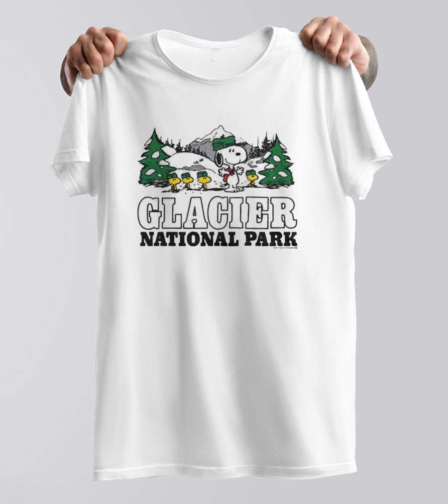 Snoopy And Woodstock Hiking Adventure Glacier National Park Peanuts Collaboration T-Shirt