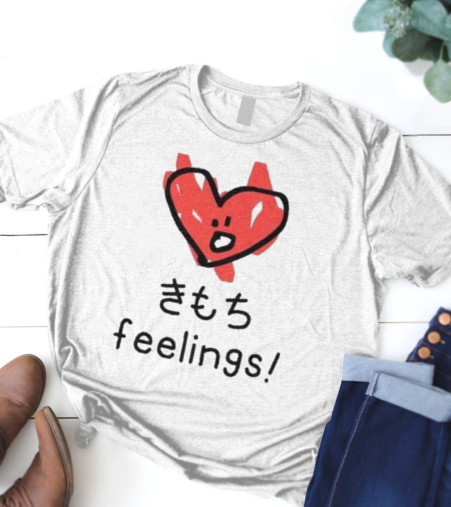 きもち Feelings Red Heart Character T-Shirt