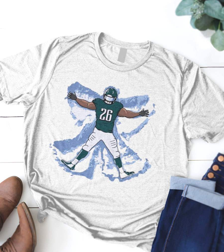 Philadelphia Eagles Philly Football Snow Angel Player 26 Green Uniform T-Shirt