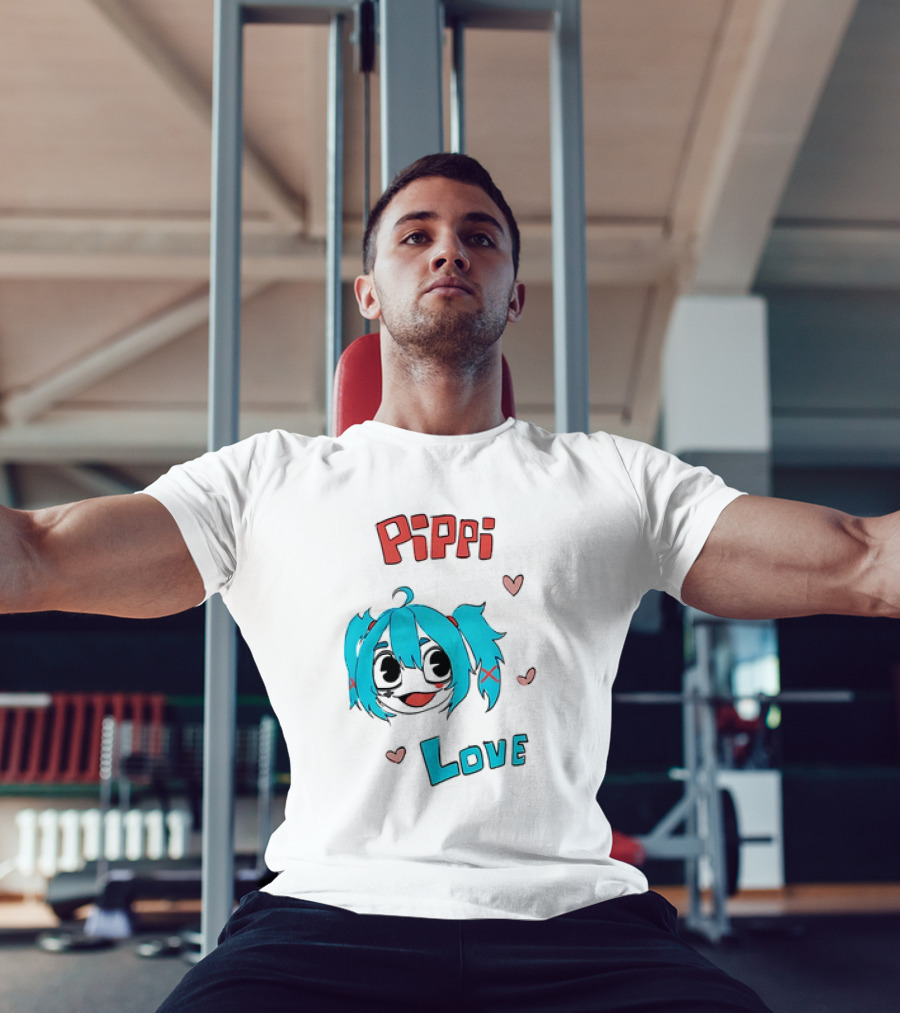 Pippi Love Blue Hair Cute Hearts T-Shirt