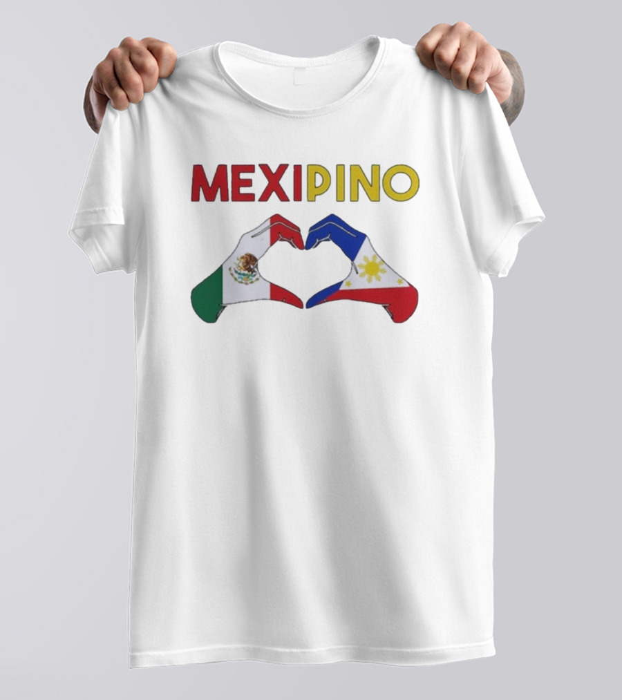 Mexipino Philippines Mexico Hands Heart Flag T-Shirt