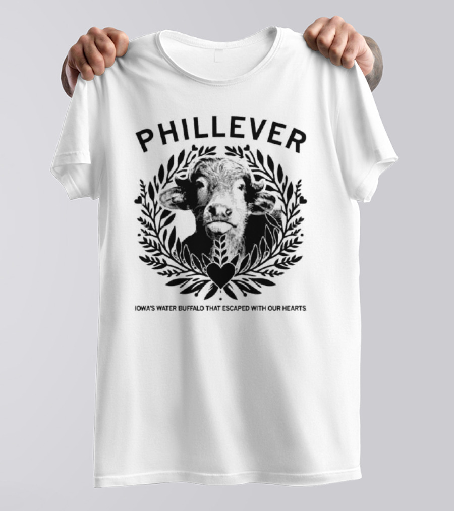 Phillever Iowa Water Buffalo Escaped Hearts T-Shirt
