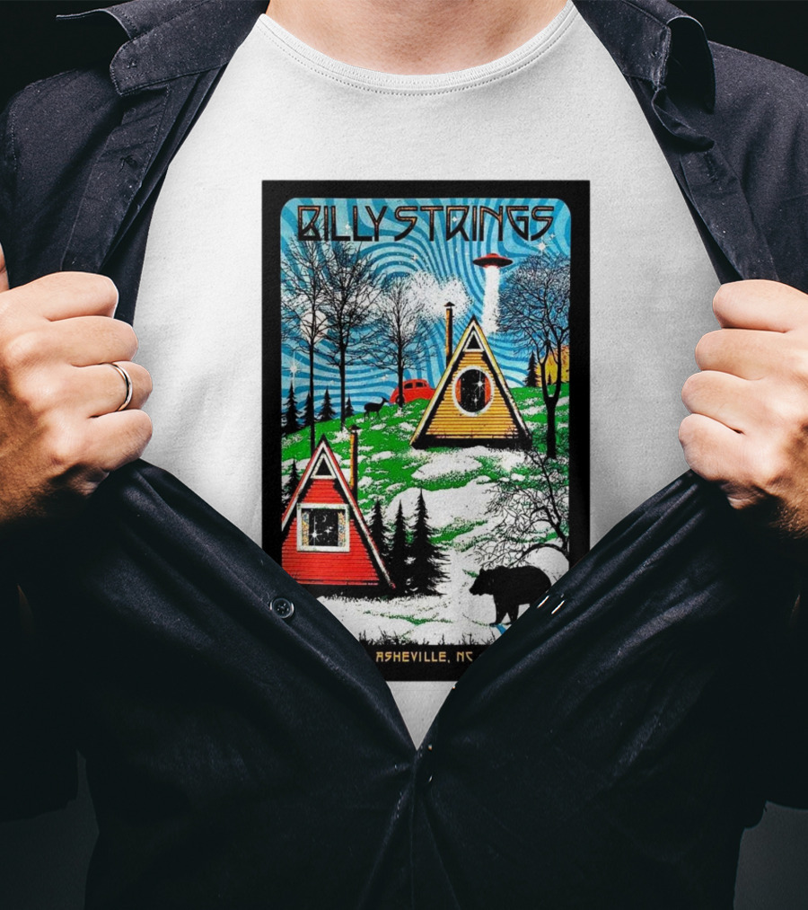 Billy Strings Feb 6-8 2025 ExploreAsheville.com Arena NC Cabin UFO Bear Forest T-Shirt