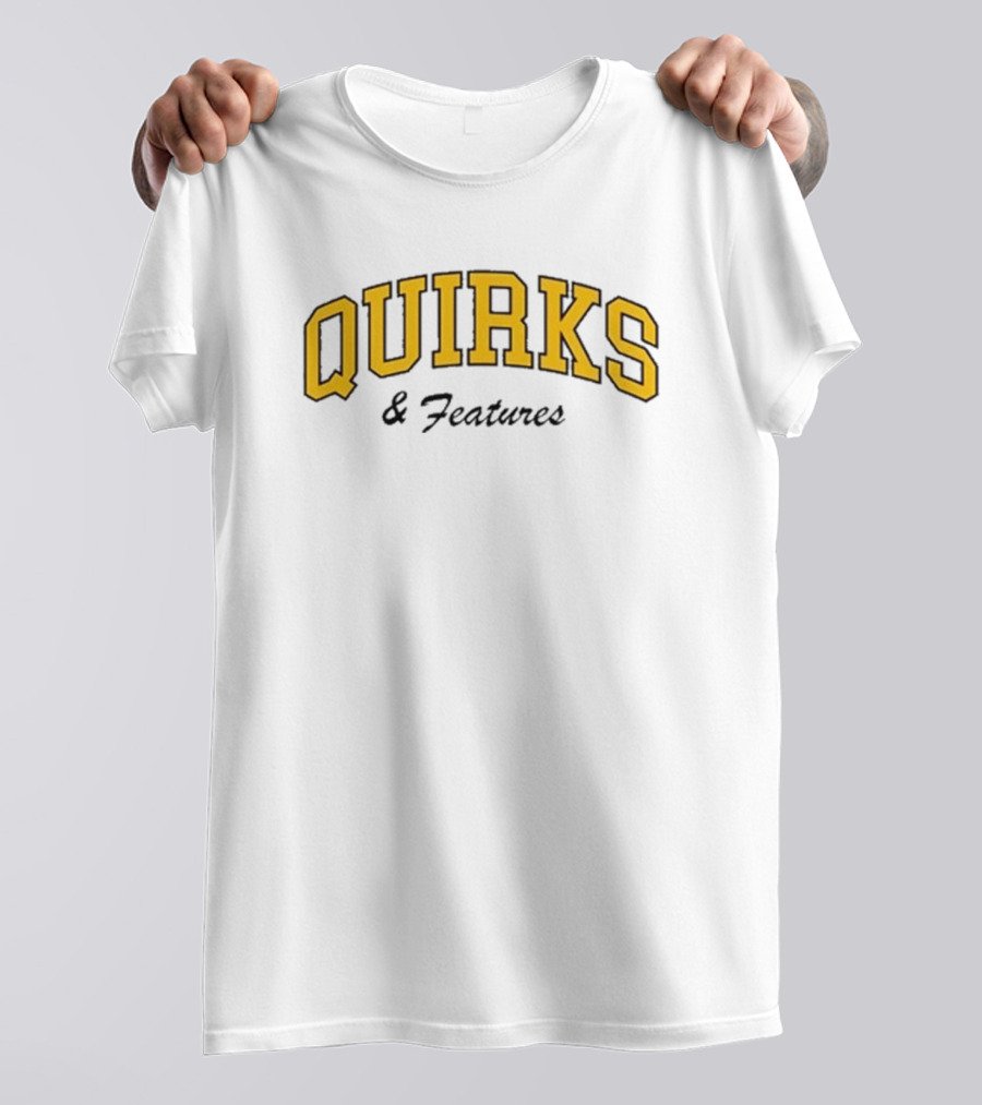 Quirks Bold Yellow Arch Text T-Shirt