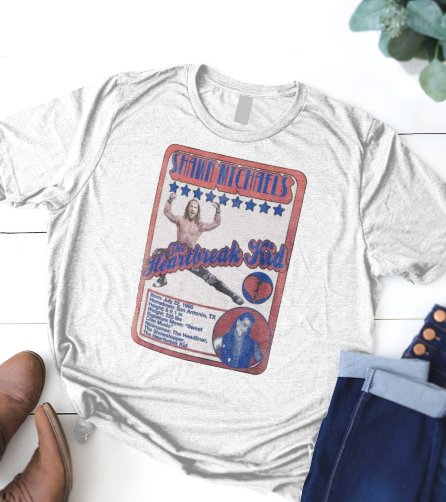 Shawn Michaels The Heartbreak Kid WWE Trading Card Born July 22 1965 San Antonio TX The Showstopper T-Shirt