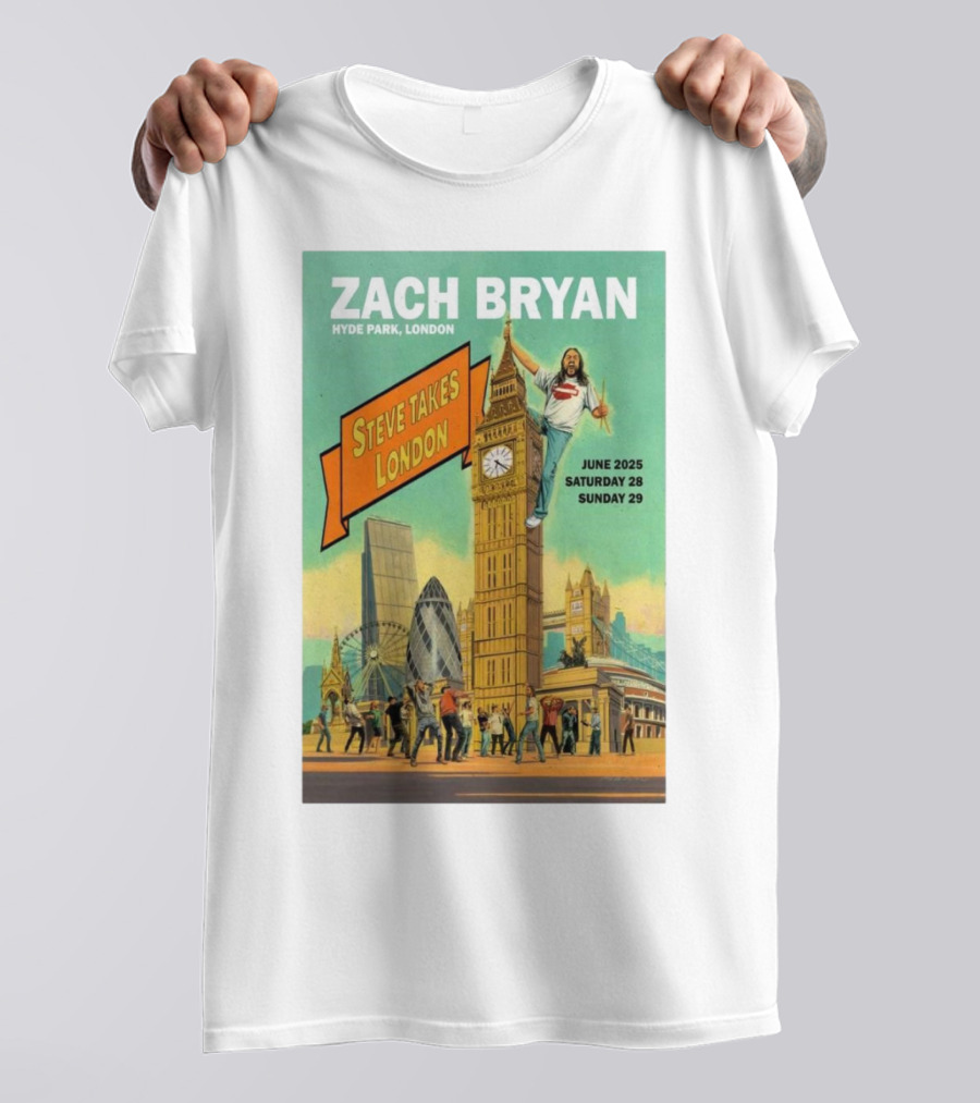 Zach Bryan Hyde Park London June 2025 Steve Takes London Saturday 28 Sunday 29 T-Shirt