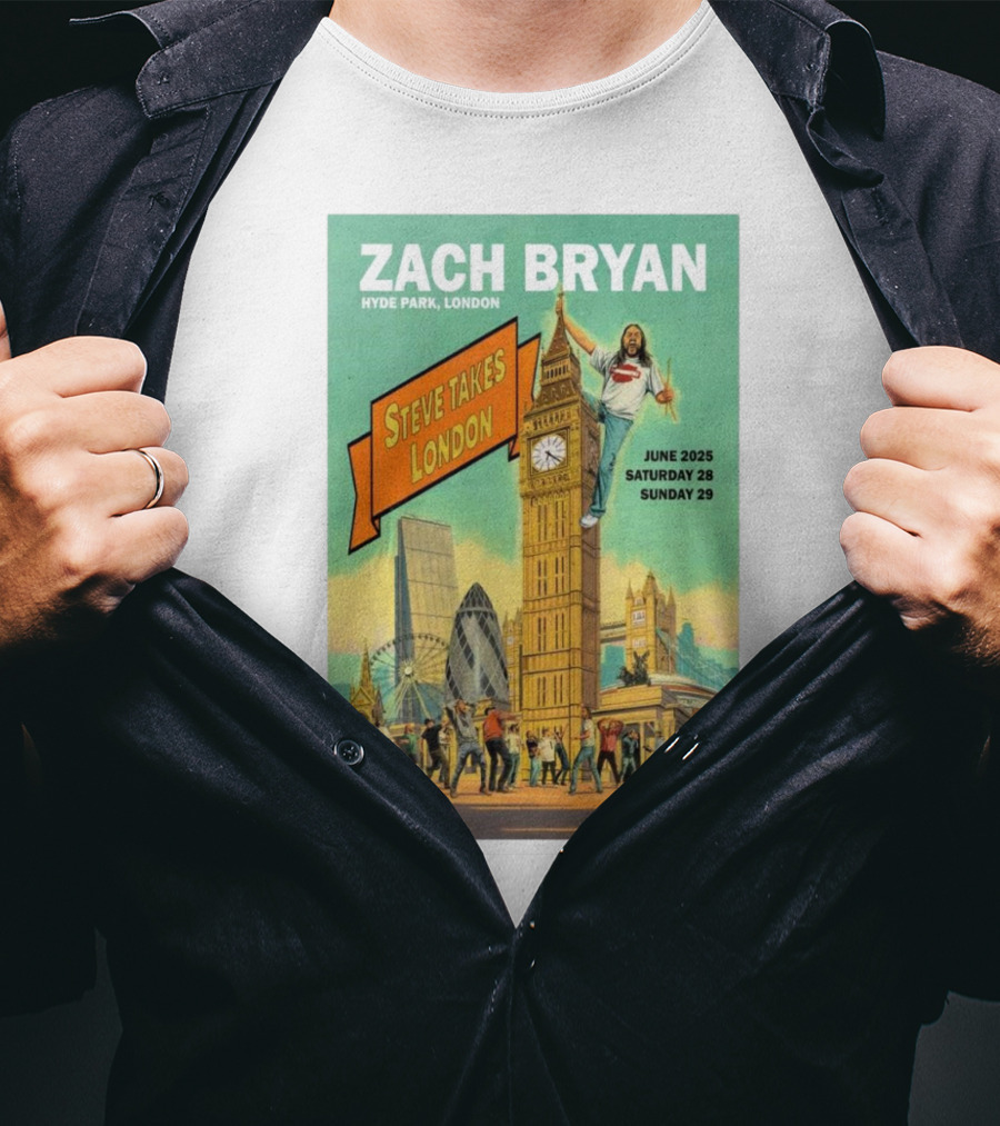 Zach Bryan Hyde Park London June 2025 Steve Takes London Saturday 28 Sunday 29 T-Shirt