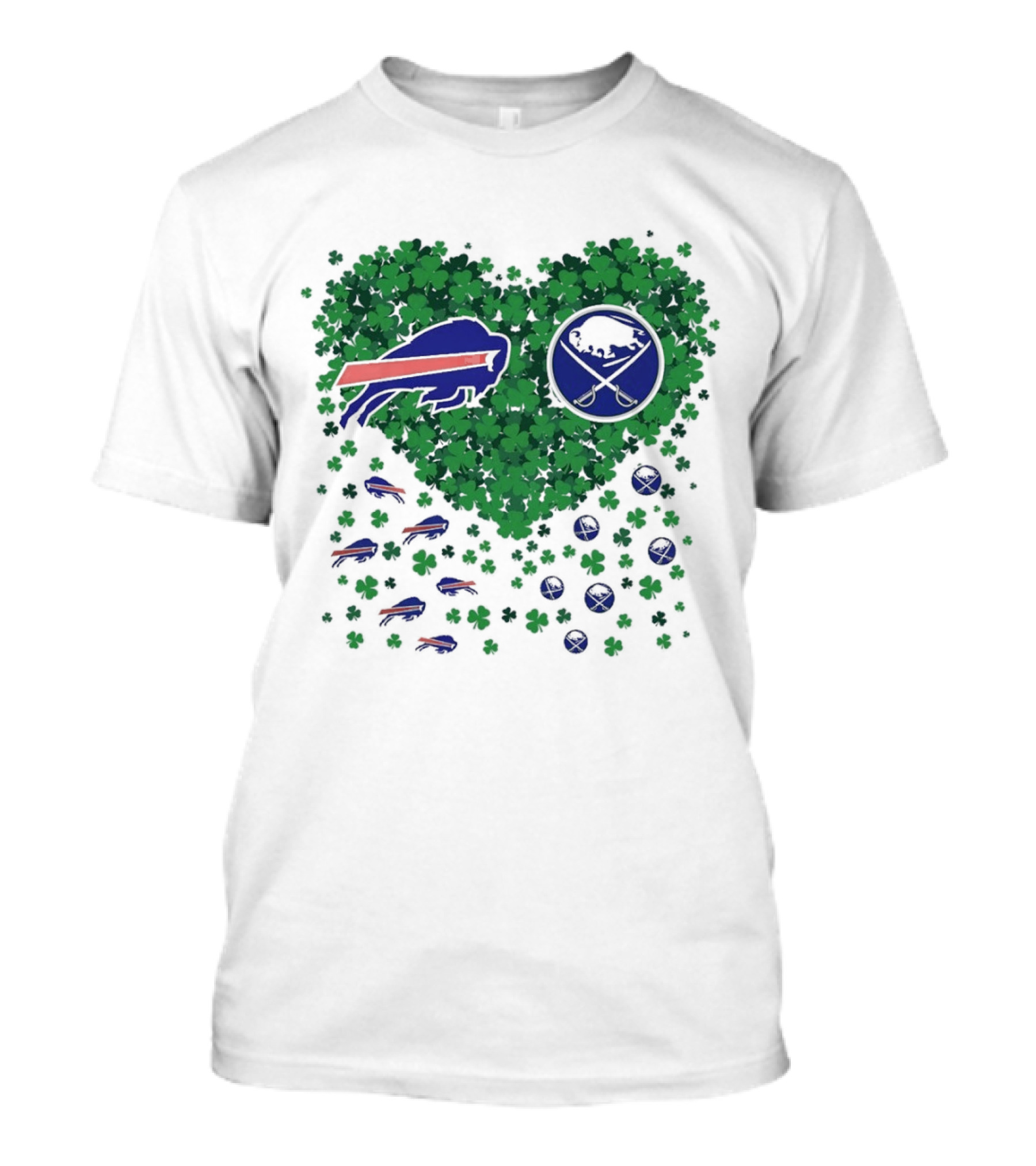 Buffalo Bills Heart Shamrock With Buffalo Hockey Symbol T-Shirt