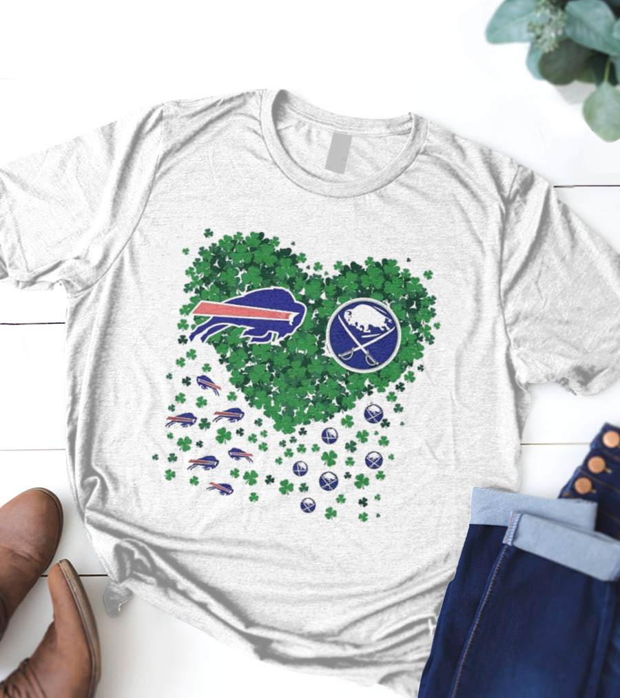 Buffalo Bills Heart Shamrock With Buffalo Hockey Symbol T-Shirt