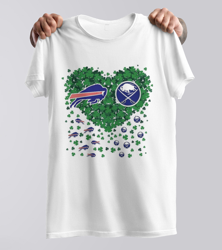 Buffalo Bills Heart Shamrock With Buffalo Hockey Symbol T-Shirt