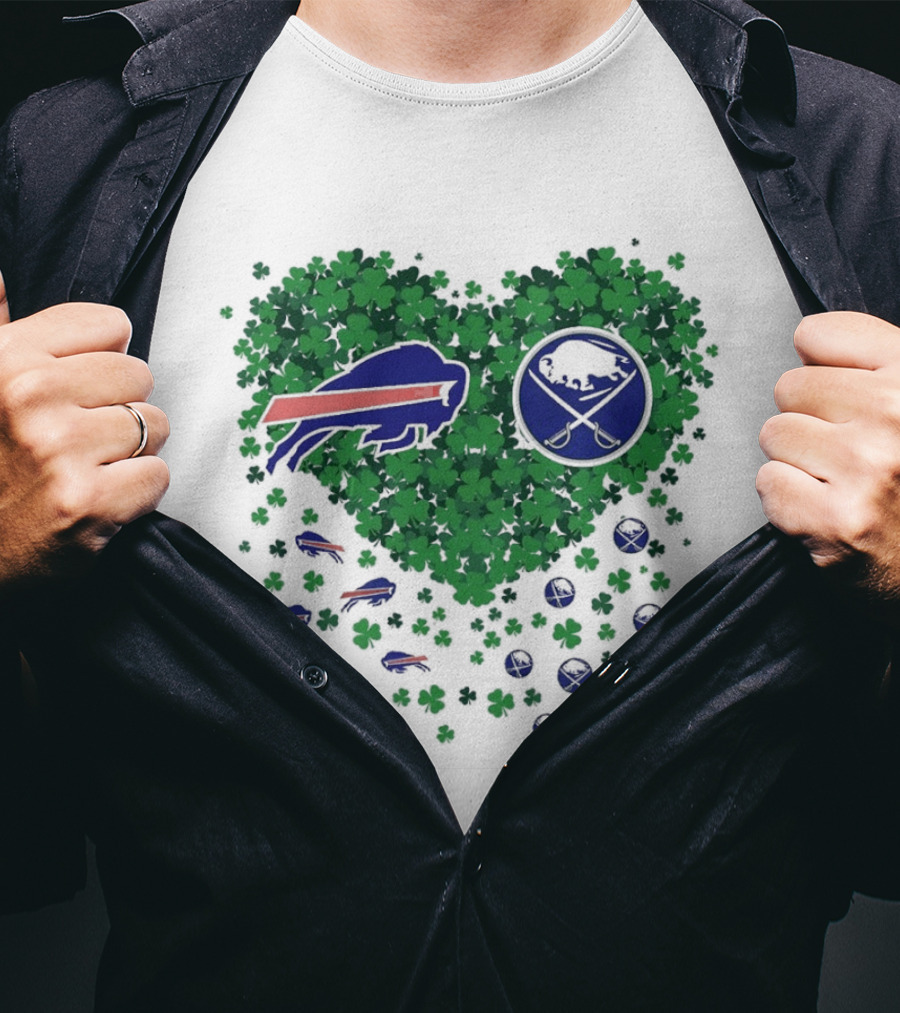 Buffalo Bills Heart Shamrock With Buffalo Hockey Symbol T-Shirt