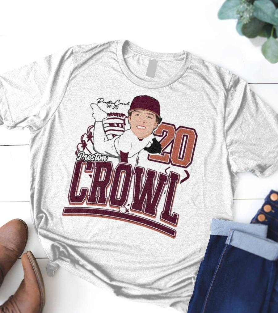 Preston Crowl Baseball 2025 Pitcher Number 20 T-Shirt