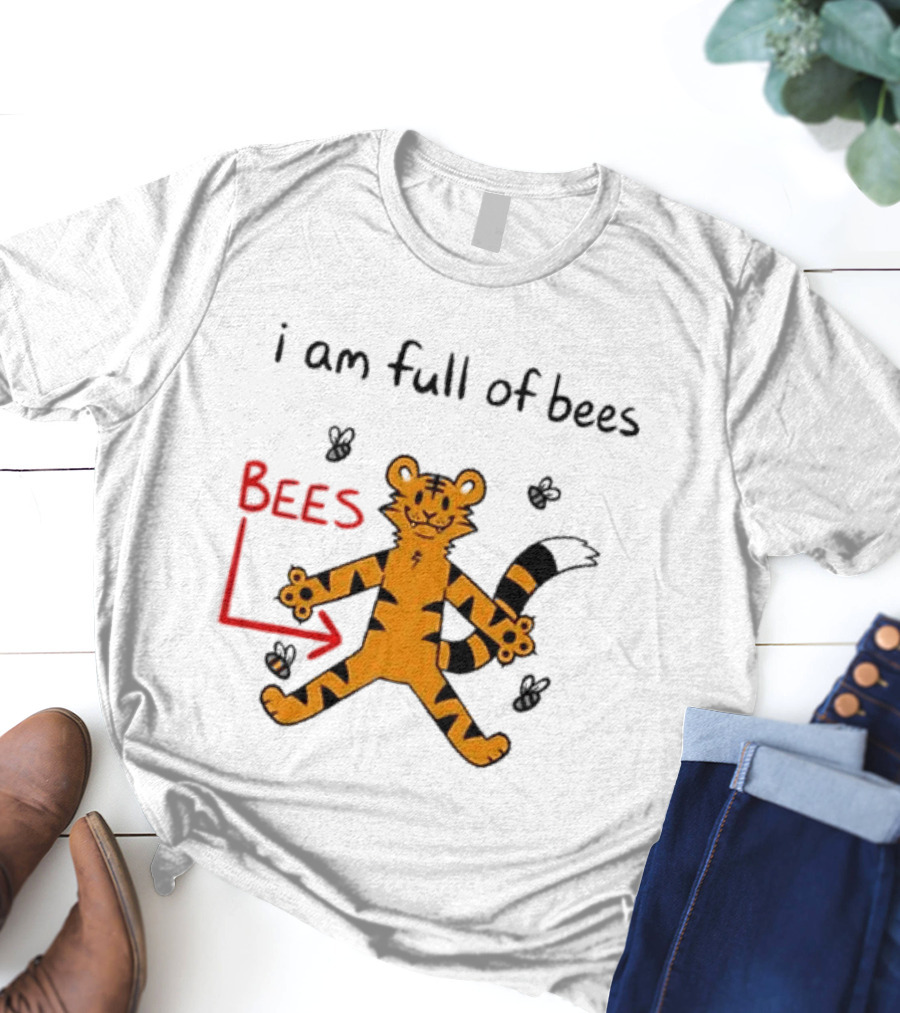 Prism Paws Tiger Bees Humor Graphic T-Shirt
