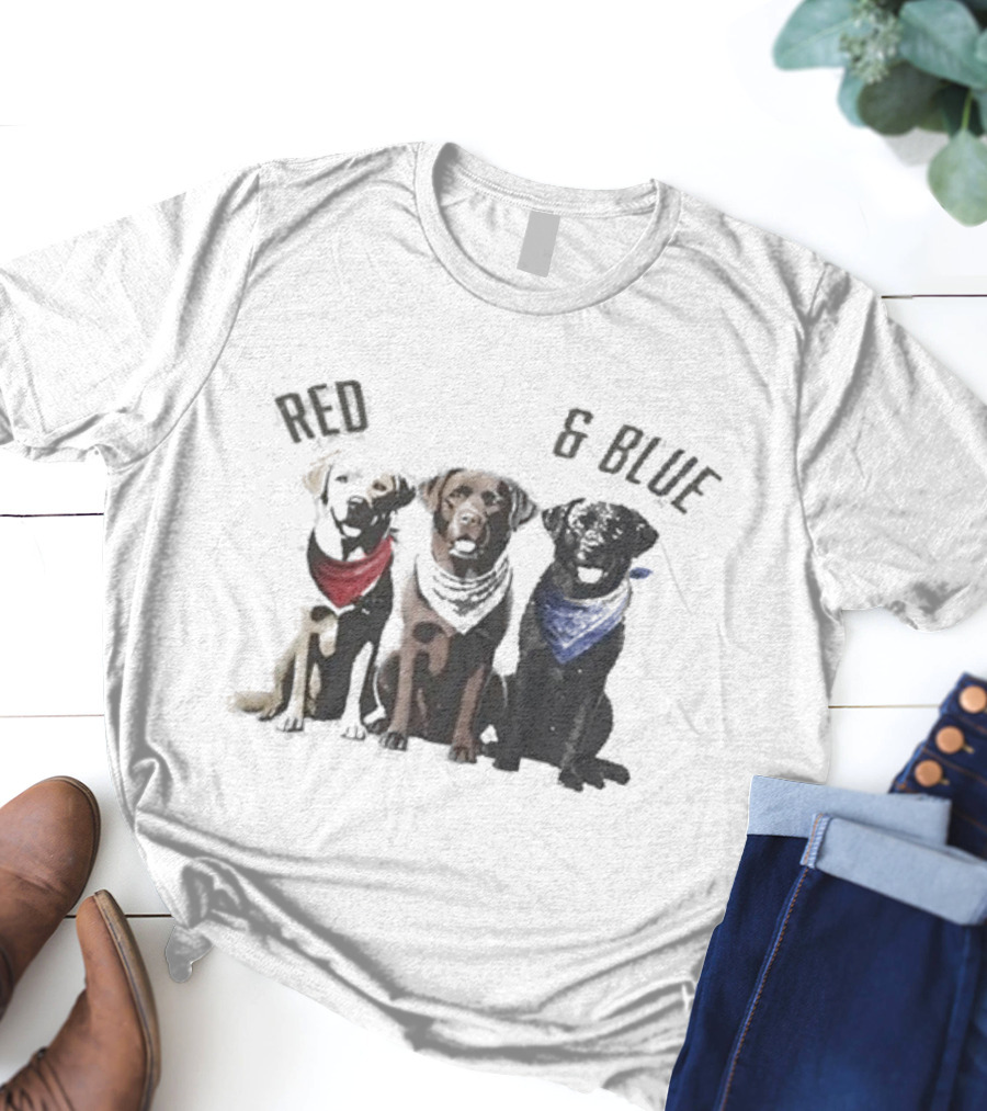Red White And Blue Dogs Bandana Trio T-Shirt