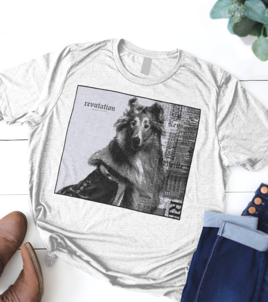 Revutation Reveille Collie Newspaper Style T-Shirt