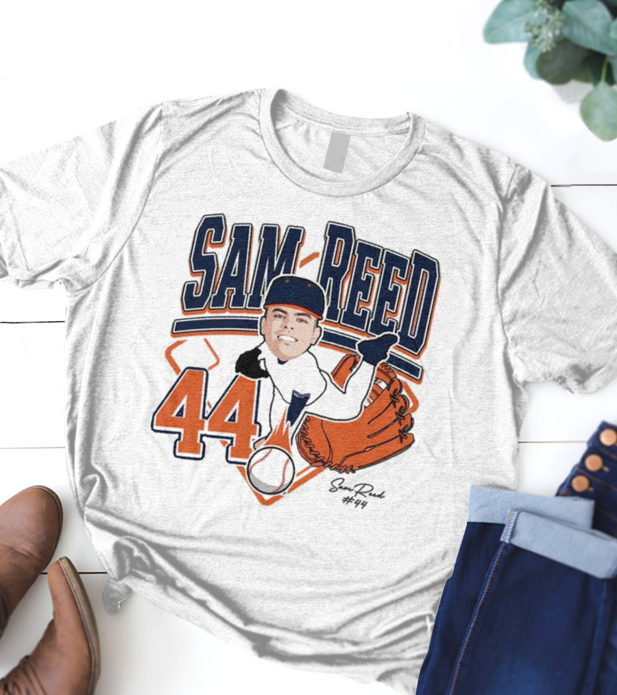 Sam Reed 44 Baseball Glove And Bat Graphic 2025 T-Shirt