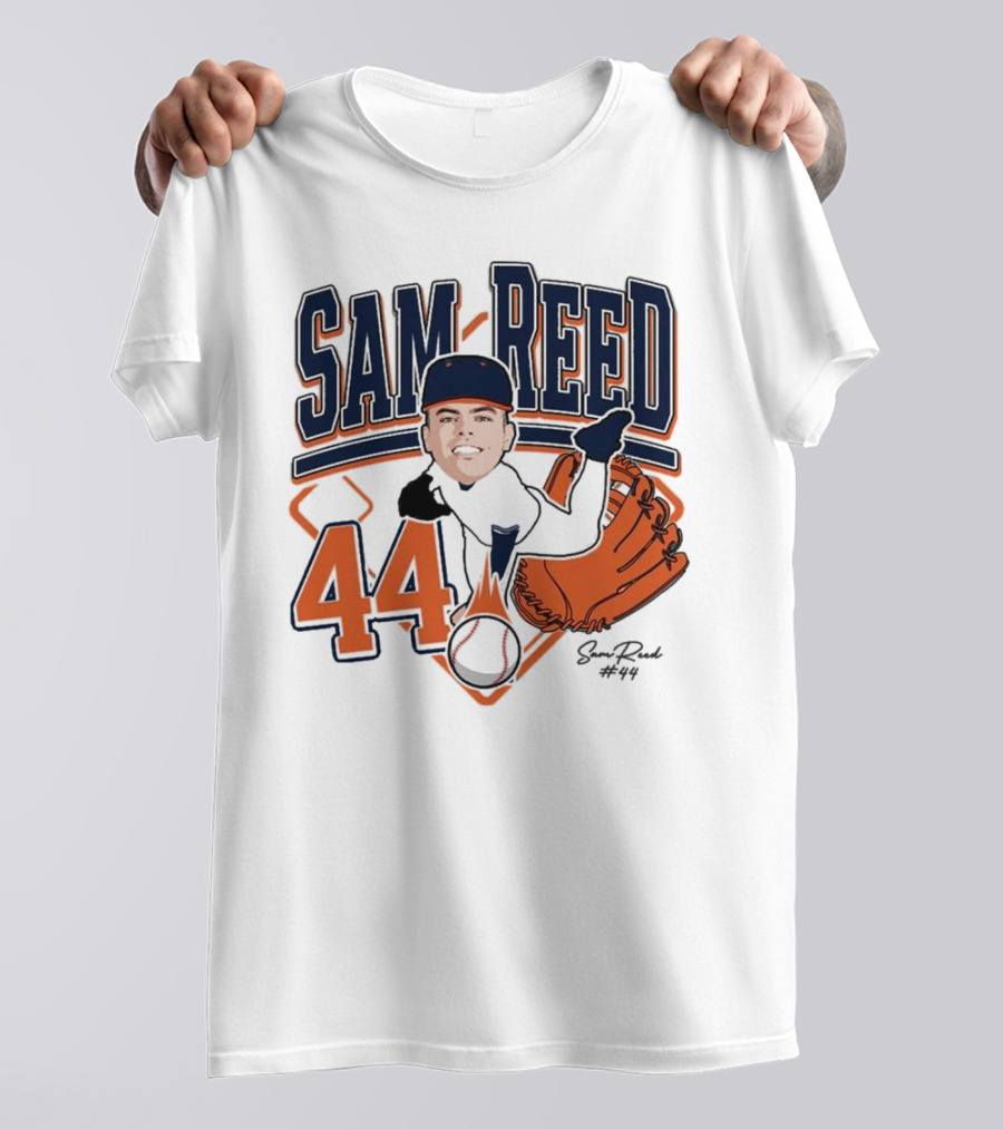 Sam Reed 44 Baseball Glove And Bat Graphic 2025 T-Shirt