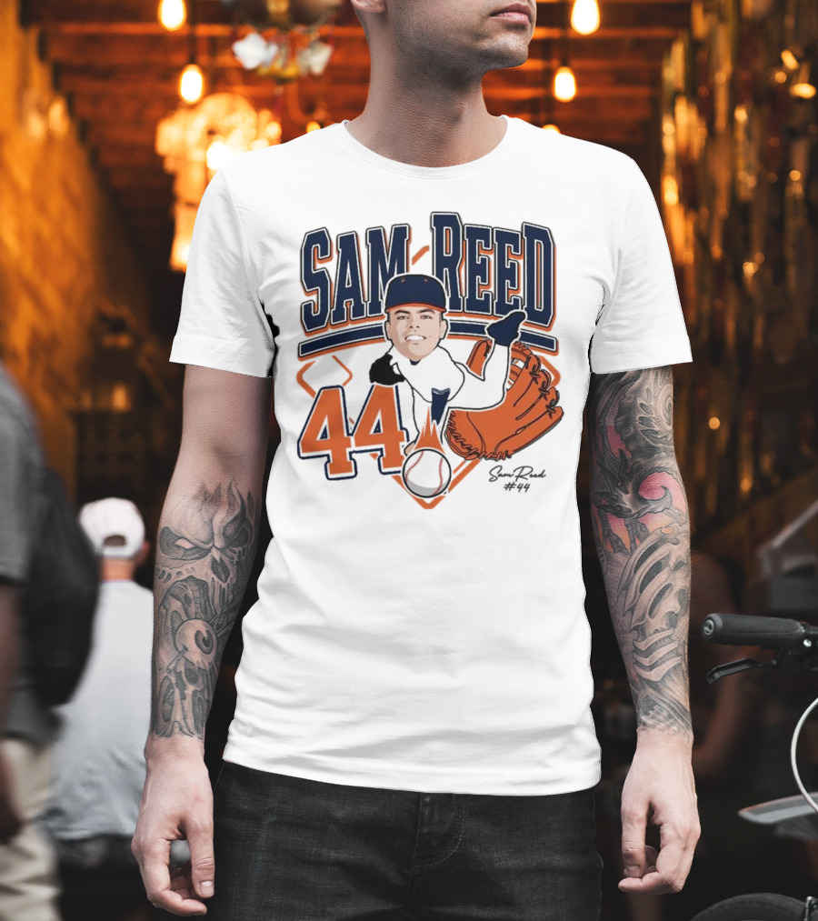 Sam Reed 44 Baseball Glove And Bat Graphic 2025 T-Shirt