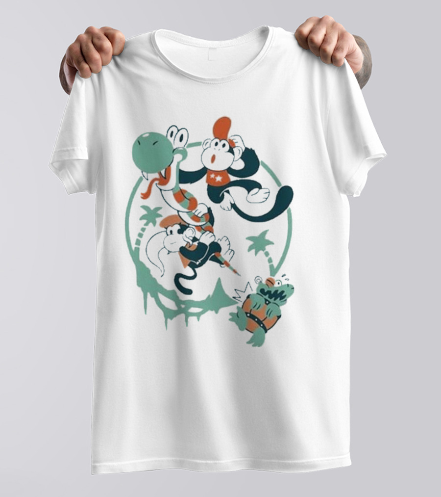 Tropical Adventure With Diddy And Dixie Riding Rattle Snake T-Shirt